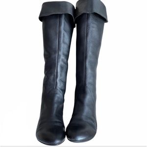 Via Spiga Black Over Knee Flat Slip On Boots